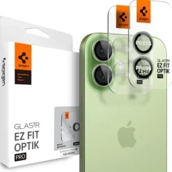 OSŁONA APARATU SPIGEN IPHONE 16 / 16 PLUS / 17 OPTIK PRO GLAS.TR ”EZ FIT” CAMERA PROTECTOR 2-PACK GREEN