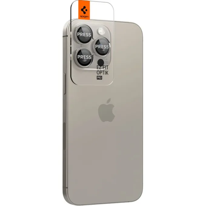 OSŁONA APARATU SPIGEN IPHONE 15 PRO / MAX / 16 PRO / MAX OPTIK.TR EZ FIT 2-PACK NATURAL TITANIUM