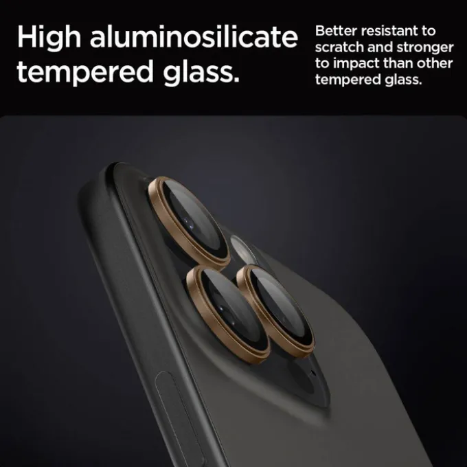 OSŁONA APARATU SPIGEN IPHONE 15 PRO / PRO MAX / 16 PRO / PRO MAX OPTIK PRO GLAS.TR ”EZ FIT” 2-PACK DESERT TITANIUM