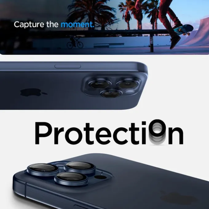 OSŁONA APARATU SPIGEN IPHONE 15 PRO/ 15 PRO MAX / 17 PRO / 17 PRO MAX OPTIK.TR ”EZ FIT” 2-PACK BLUE TITANIUM