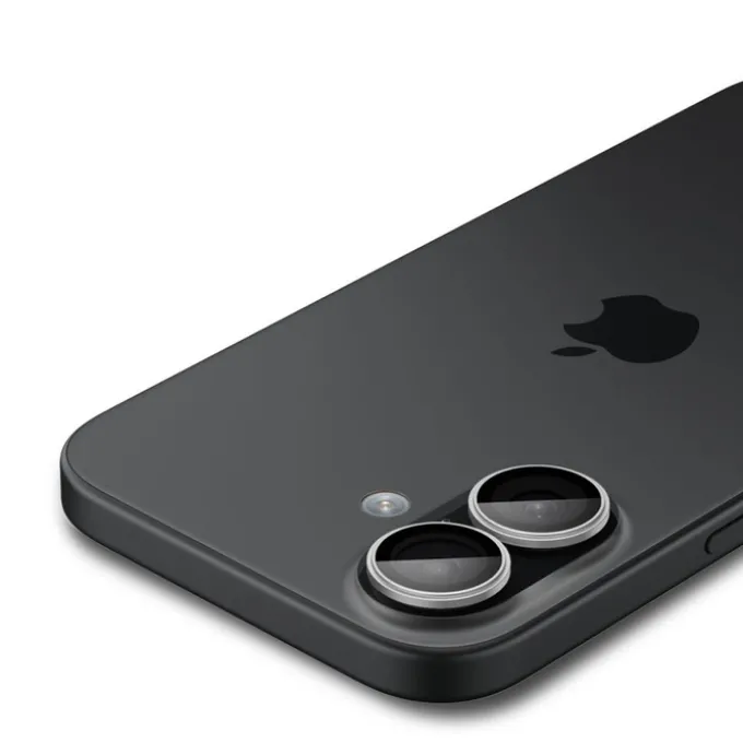 OSŁONA APARATU SPIGEN IPHONE 16 / 16 PLUS / 17 OPTIK PRO GLAS.TR ”EZ FIT” CAMERA PROTECTOR 2-PACK SILVER