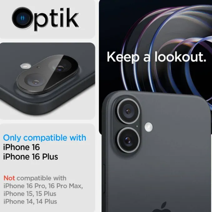 OSŁONA APARATU SPIGEN OPTIK GLAS.TR CAMERA PROTECTOR 2-PACK IPHONE 16 / 16 PLUS BLACK