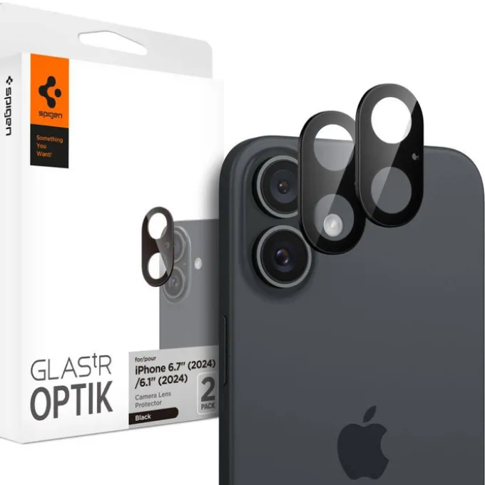 OSŁONA APARATU SPIGEN OPTIK GLAS.TR CAMERA PROTECTOR 2-PACK IPHONE 16 / 16 PLUS BLACK