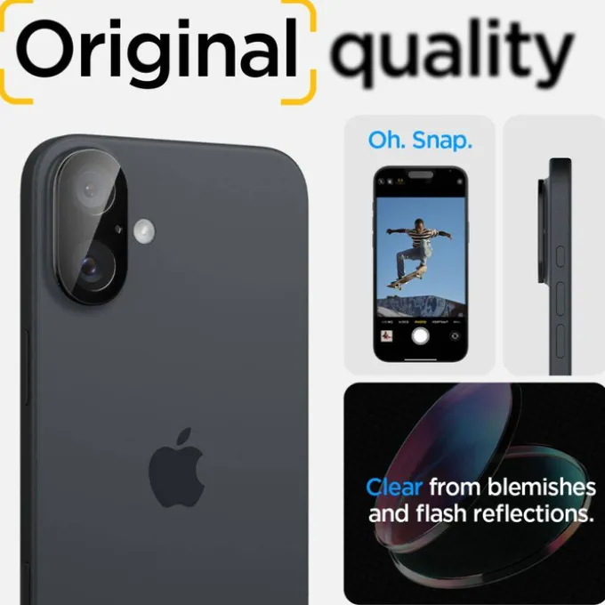 OSŁONA APARATU SPIGEN OPTIK GLAS.TR CAMERA PROTECTOR 2-PACK IPHONE 16 / 16 PLUS BLACK
