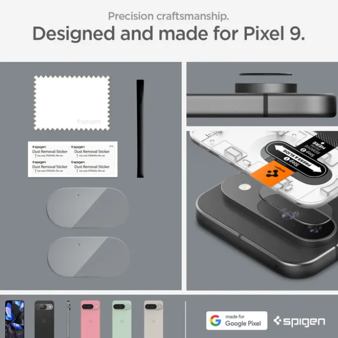 OSŁONA APARATU SPIGEN OPTIK.TR ”EZ FIT” CAMERA PROTECTOR 2-PACK GOOGLE PIXEL 9 CRYSTAL CLEAR