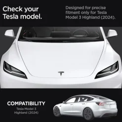 OSŁONA NA PRZEDNIE LOGO ZNACZEK SPIGEN TESLA MODEL 3 2024 FRONT EMBLEM LOGO FULL COVER CARBON