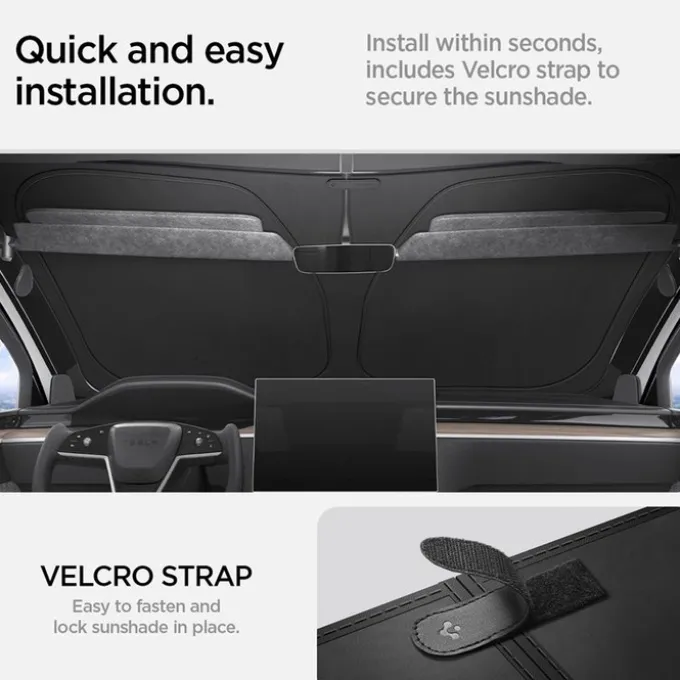 OSŁONA PRZECIWSŁONECZNA SPIGEN TESLA MODEL X CAR FRONT WINDSHIELD SUNSHADE BLACK