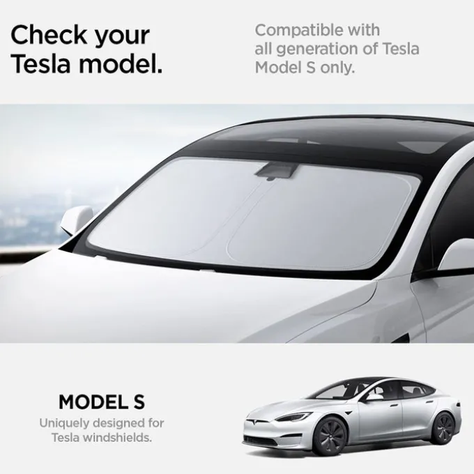 OSŁONA PRZECIWSŁONECZNA SPIGEN TESLA MODEL S CAR FRONT WINDSHIELD SUNSHADE BLACK