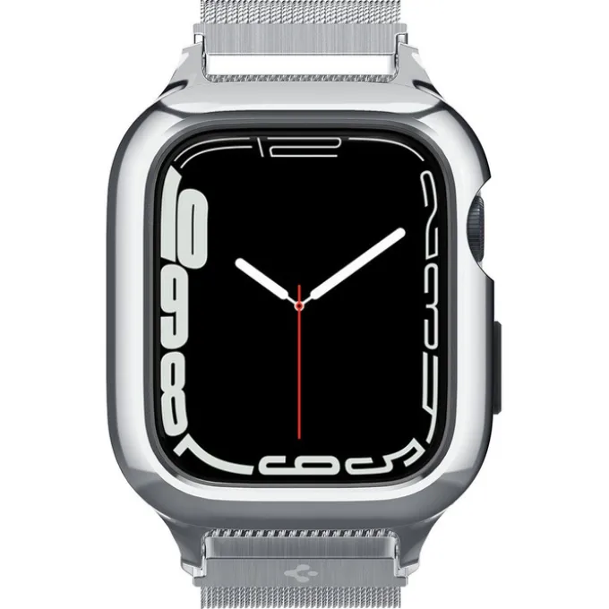 Pasek i Etui Spigen Metal Fit Pro Apple Watch 9 8 7 6 5 4 SE 2022 44 / 45 mm Srebny