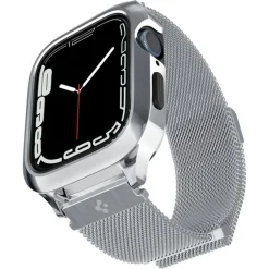 Pasek i Etui Spigen Metal Fit Pro Apple Watch 9 8 7 6 5 4 SE 2022 44 / 45 mm Srebny
