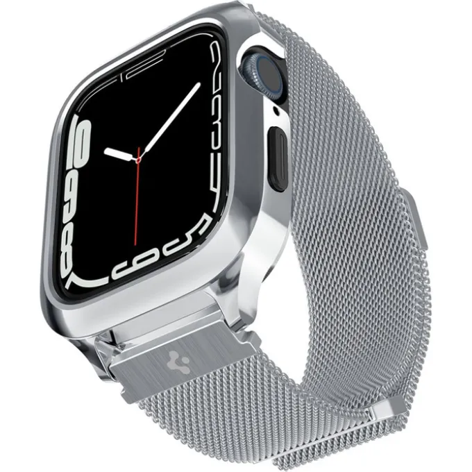 Pasek i Etui Spigen Metal Fit Pro Apple Watch 9 8 7 6 5 4 SE 2022 44 / 45 mm Srebny