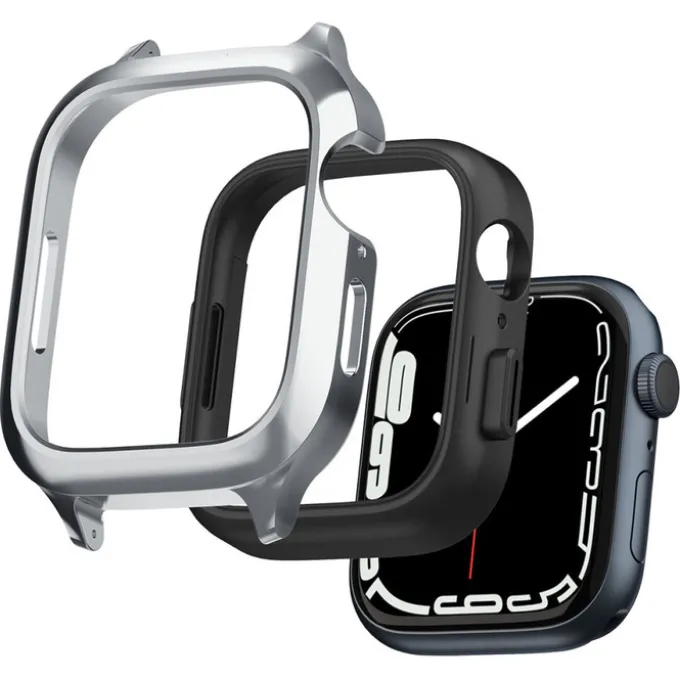 Pasek i Etui Spigen Metal Fit Pro Apple Watch 9 8 7 6 5 4 SE 2022 44 / 45 mm Srebny