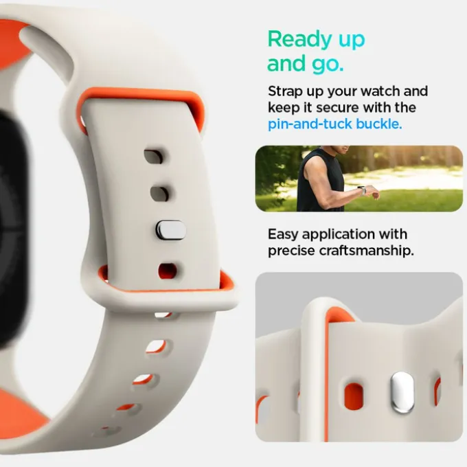PASEK SPIGEN APPLE WATCH 6 / 7 / 8 / 9 / 10 / SE / ULTRA 1 / 2 (44 / 45 / 46 / 49 MM) NANO POP ORANGE BEIGE
