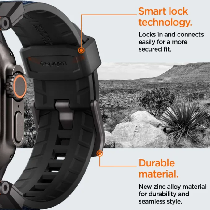 PASEK SPIGEN APPLE WATCH 6 / 7 / 8 / 9 / 10 / SE / ULTRA 1 / 2 (44 / 45 / 46 / 49 MM) DURAPRO ARMOR GRANATOWY