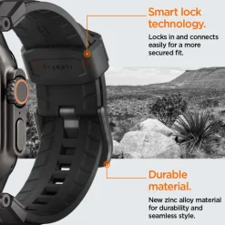PASEK SPIGEN APPLE WATCH 6 / 7 / 8 / 9 / 10 / SE / ULTRA 1 / 2 (44 / 45 / 46 / 49 MM) DURAPRO ARMOR CZARNY