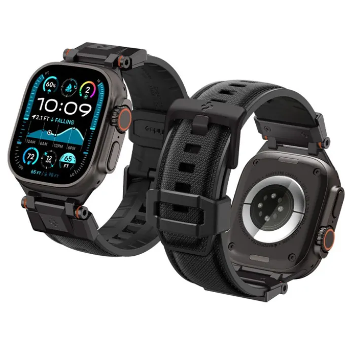 PASEK SPIGEN APPLE WATCH 6 / 7 / 8 / 9 / 10 / SE / ULTRA 1 / 2 (44 / 45 / 46 / 49 MM) DURAPRO ARMOR CZARNY