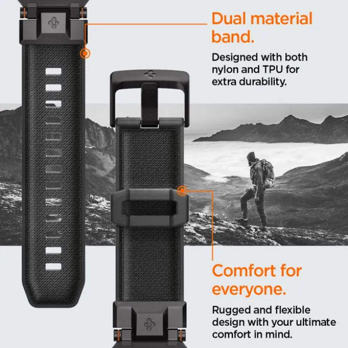 PASEK SPIGEN APPLE WATCH 6 / 7 / 8 / 9 / 10 / SE / ULTRA 1 / 2 (44 / 45 / 46 / 49 MM) DURAPRO ARMOR CZARNY