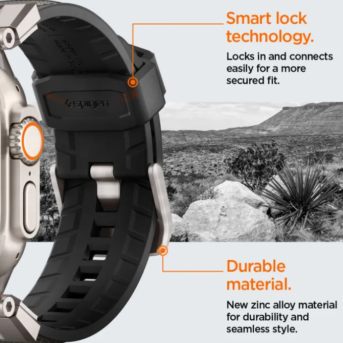 PASEK SPIGEN APPLE WATCH 6 / 7 / 8 / 9 / 10 / SE / ULTRA 1 / 2 (44 / 45 / 46 / 49 MM) DURAPRO ARMOR SZARY