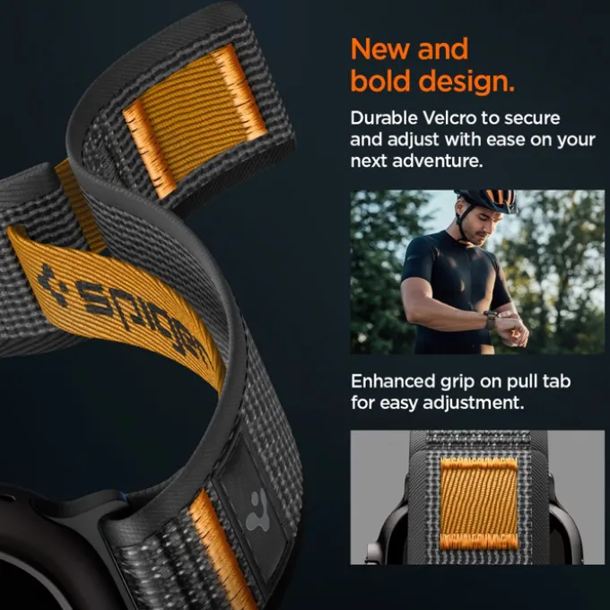 PASEK SPIGEN ATHLEX AIR 2 APPLE WATCH 8 / 9 / 10 / 11 / SE / ULTRA (44 / 45 / 46 / 49 MM) ACTIVE BLACK / ORANGE