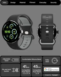 PASEK SPIGEN GOOGLE PIXEL WATCH 4 3 2 1 41MM NANO POP BAND BLACK SESAME
