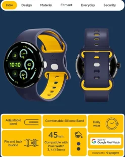 PASEK SPIGEN GOOGLE PIXEL WATCH 4/3 45MM NANO POP BAND BLUEBERRY NAVY