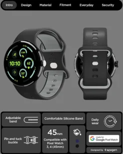 PASEK SPIGEN GOOGLE PIXEL WATCH 4 3 45MM NANO POP BAND BLACK SESAME