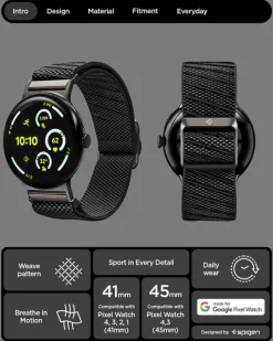 PASEK SPIGEN GOOGLE PIXEL WATCH 4 3 2 1 41MM LITE FIT X BAND BLACK