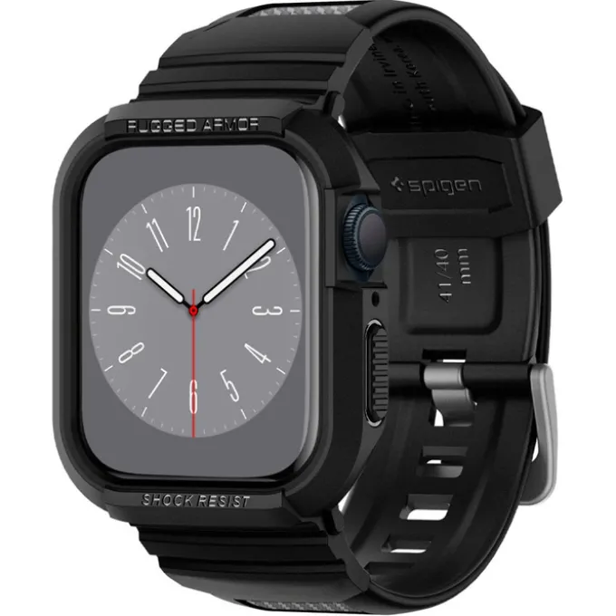 Pasek Spigen Rugged Armor Pro Apple Watch 9 8 7 SE 2022 38mm 40mm 41mm Czarny