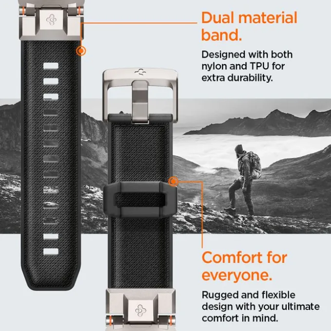 PASEK SPIGEN SAMSUNG GALAXY WATCH 8 46mm 44mm 40mm DURAPRO ARMOR CZARNY