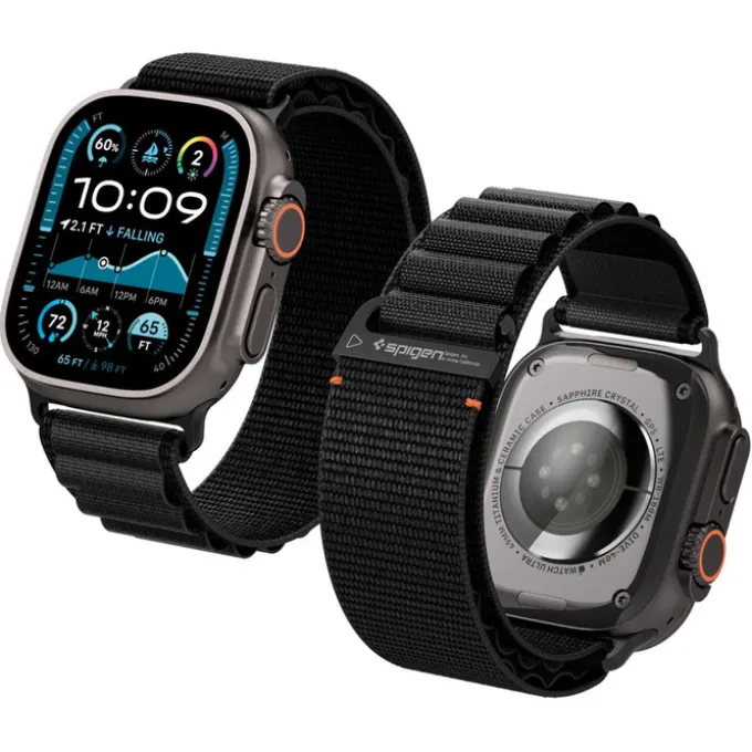 PASEK SPIGEN WBF1 BAND APPLE WATCH 6 / 7 / 8 / 9 / 10 / SE / ULTRA 1 / 2 (44 / 45 / 46 / 49 MM) BLACK