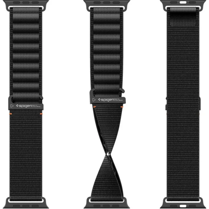 PASEK SPIGEN WBF1 BAND APPLE WATCH 6 / 7 / 8 / 9 / 10 / SE / ULTRA 1 / 2 (44 / 45 / 46 / 49 MM) BLACK