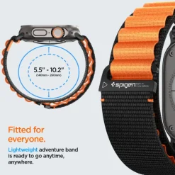 PASEK SPIGEN WBF1 BAND APPLE WATCH 6 / 7 / 8 / 9 / 10 / SE / ULTRA 1 / 2 (44 / 45 / 46 / 49 MM) BLACK/ORANGE
