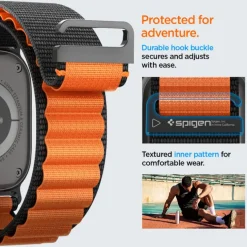 PASEK SPIGEN WBF1 BAND APPLE WATCH 6 / 7 / 8 / 9 / 10 / SE / ULTRA 1 / 2 (44 / 45 / 46 / 49 MM) BLACK/ORANGE