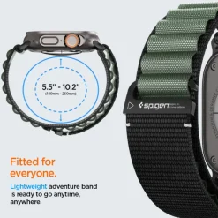 PASEK SPIGEN WBF1 BAND APPLE WATCH 6 / 7 / 8 / 9 / 10 / SE / ULTRA 1 / 2 (44 / 45 / 46 / 49 MM) BLACK/GREEN