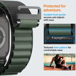 PASEK SPIGEN WBF1 BAND APPLE WATCH 6 / 7 / 8 / 9 / 10 / SE / ULTRA 1 / 2 (44 / 45 / 46 / 49 MM) BLACK/GREEN