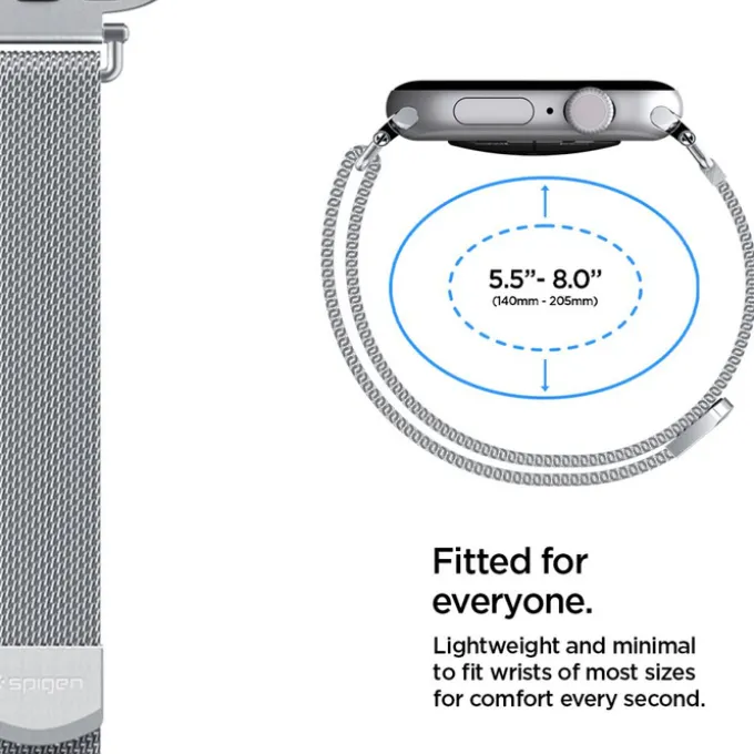 PASEK SPIGEN WBM4 BAND APPLE WATCH 8 / 9 / 10 / 11 / SE (40 / 41 / 42 MM) SILVER