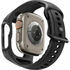 PASEK Z ETUI SPIGEN APPLE WATCH ULTRA 1 / 2 / 3 (49 MM) LIQUID AIR PRO & TEMPERED GLASS CZARNY