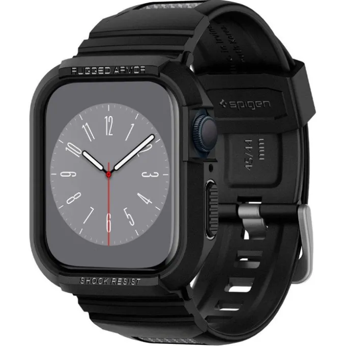 Pasek z Etui SPIGEN Rugged Armor Pro Apple Watch Ultra 9 8 7 SE 2022 42mm 44mm 45mm 49mm Czarny