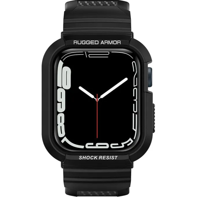 Pasek z Etui SPIGEN Rugged Armor Pro Apple Watch Ultra 9 8 7 SE 2022 42mm 44mm 45mm 49mm Czarny