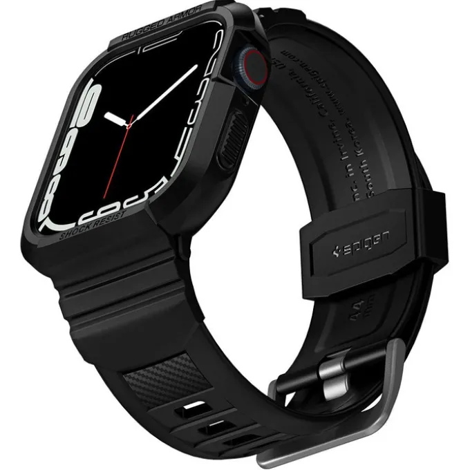Pasek z Etui SPIGEN Rugged Armor Pro Apple Watch Ultra 9 8 7 SE 2022 42mm 44mm 45mm 49mm Czarny
