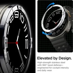 PIERŚCIEŃ ETUI SAMSUNG GALAXY WATCH 8 44 MM SPIGEN BEZEL TUNE PILOT SREBRNY