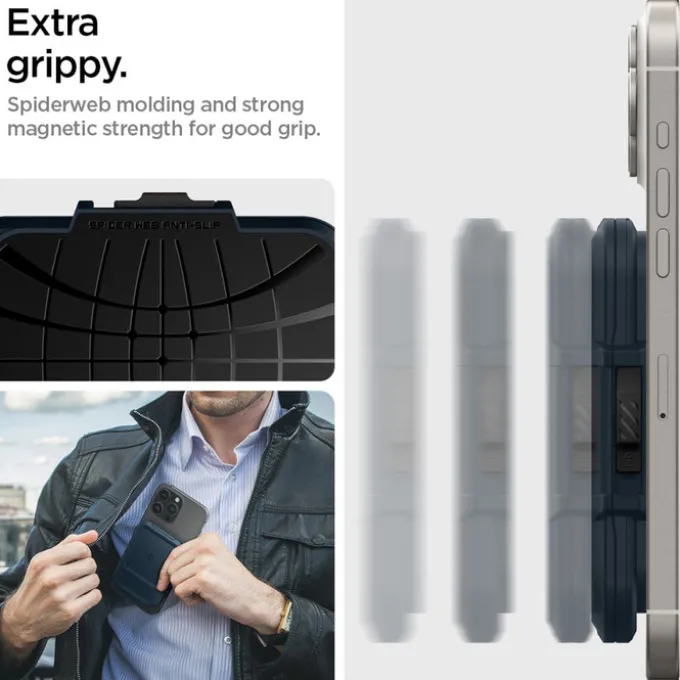 PORTFEL MAGASEF SPIGEN LOCK FIT UNIWERSALNY CARD HOLDER GRANATOWY