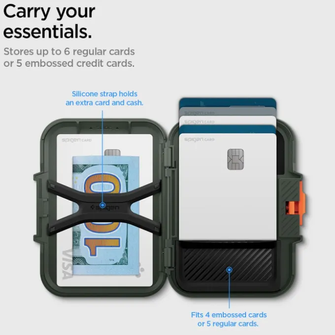 PORTFEL MAGASEF SPIGEN LOCK FIT UNIWERSALNY CARD HOLDER KHAKI ZIELONY