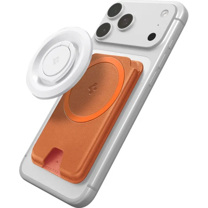 PORTFEL MAGSAFE SPIGEN VALENTINUS MAGFIT+ UNIWERSALNY METALLIC ORANGE