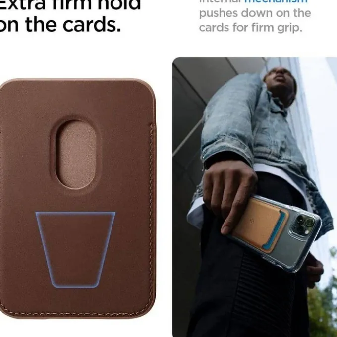 PORTFEL MAGSAFE SPIGEN VALENTINUS UNIWERSALNY CARD HOLDER BRĄZOWY