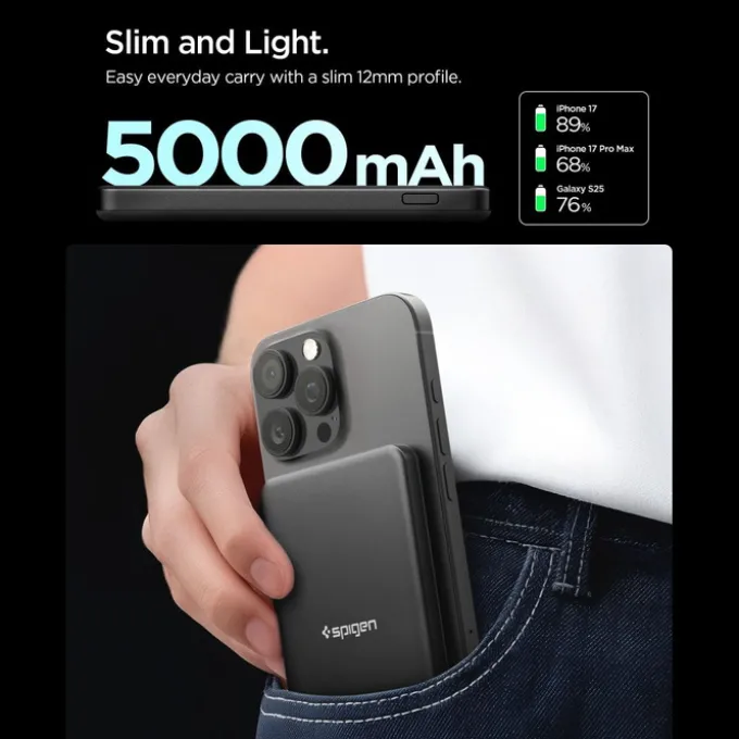 POWERBANK MAGAFE SPIGEN EA2205MQ ESSENTIAL 5000MAH 22.5W QI2 CZARNY