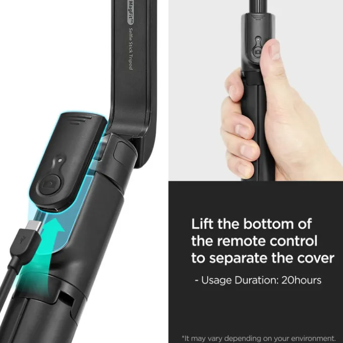 SELFIE STICK SPIGEN S580W MAGSAFE BLUETOOTH STATYW CZARNY