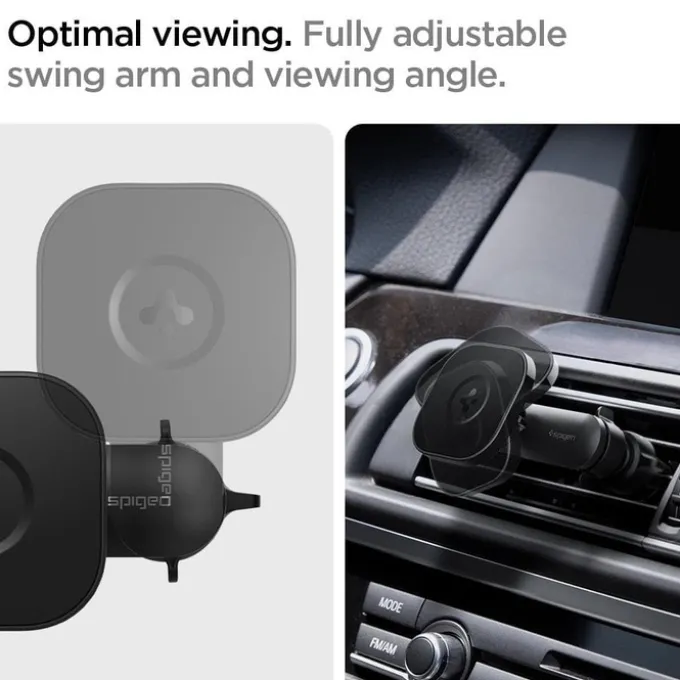 Spigen Its12 W Onetap Magnetic Magsafe Vent Car Charger 7.5 W Uchwyt Do Kratki Black