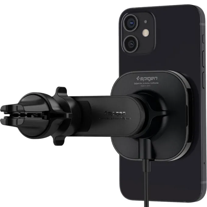 Spigen Its12 W Onetap Magnetic Magsafe Vent Car Charger 7.5 W Uchwyt Do Kratki Black