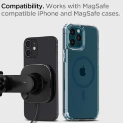 Spigen Its12 W Onetap Magnetic Magsafe Vent Car Charger 7.5 W Uchwyt Do Kratki Black